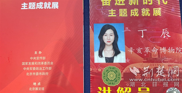 丁辰在“奮進(jìn)新時(shí)代”主題成就展的湖北展區(qū)擔(dān)任講解工作。.png.png